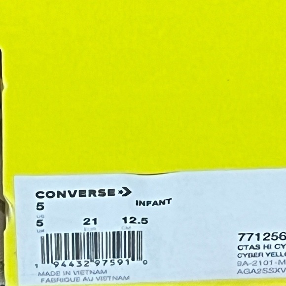 Converse Chuck Taylor Infant Hi-Top Yellow Smiley Print| Size US 5 - Picture 6 of 6